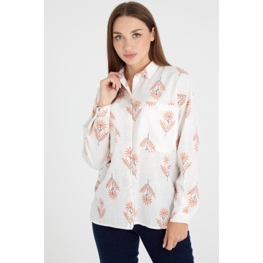 Çiçek Desenli Uzun Kolu Kadın Gömlek