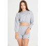 Lastikli Crop Sweatshirt ve Şort Takımı