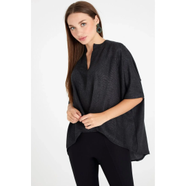 ÖNÜ ÇAPRAZ HAFİF PARLAK BLUZ