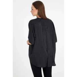 ÖNÜ ÇAPRAZ HAFİF PARLAK BLUZ