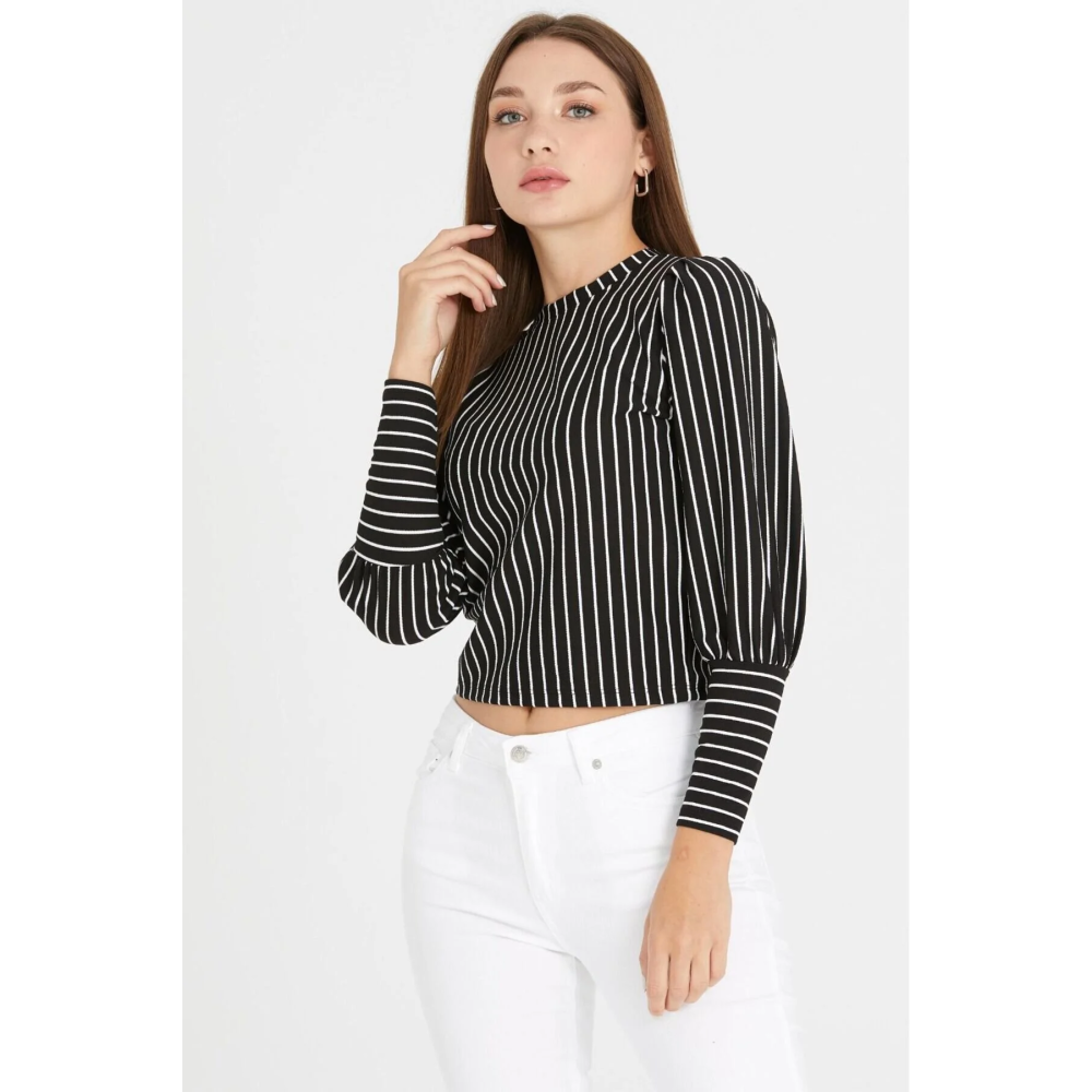 ÇİZGİLİ CROP BLUZ
