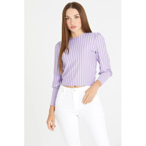 ÇİZGİLİ MOR BLUZ