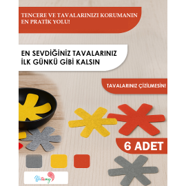 3 Renkli Tencere, Tava ve Borcam Koruyucu Keçe 6 Adet Set 25x25 CM